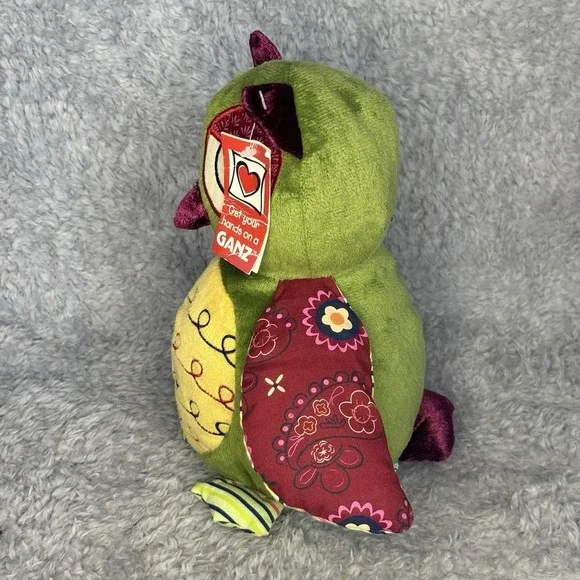 Ganz Owlet Owl Green Yellow Plush 9" Bird Stuffed Animal Toy HX11227 - Picture 3 of 8